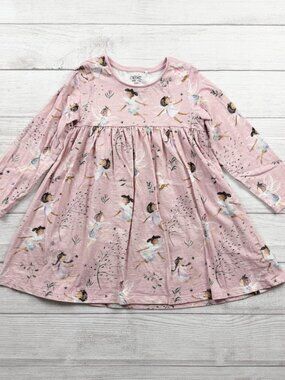 Next Girls Long Sleeve Dress Pink Ballerina Fairy Print Swing Dress 6-7